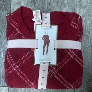 Victoria's Secret Burgundy Plaid Thermal Pajama Set